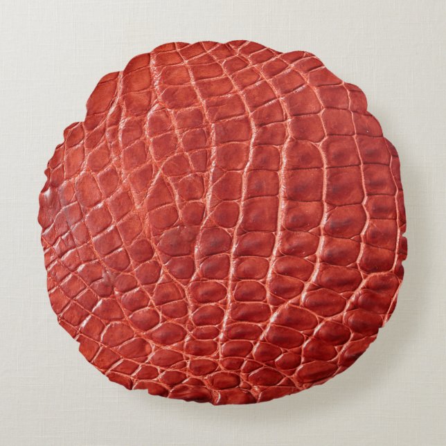 Cojín Redondo Textura de cuero de cocodrilo (Anverso)