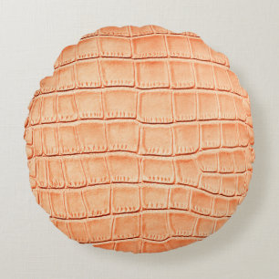 Cojín Redondo Textura de cuero de cocodrilo marrón claro
