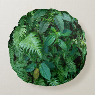 Cojín Redondo Textura de follaje de hierba verde