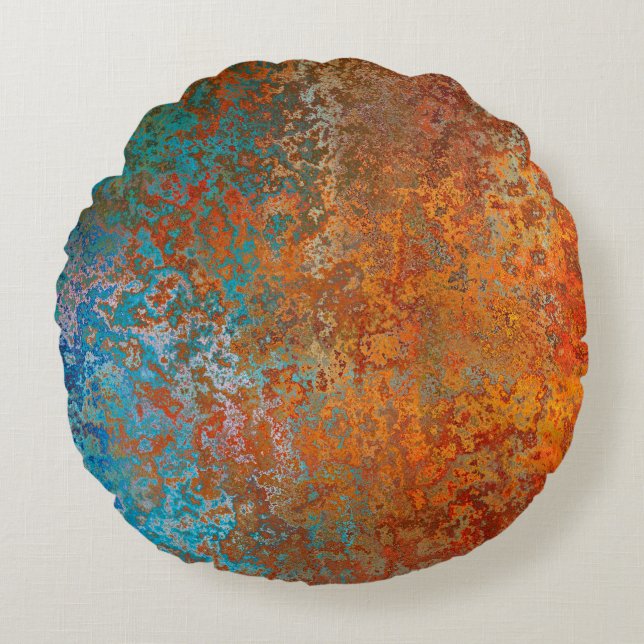 Cojín Redondo Textura de fondo óxido marrón antiguo (Anverso)