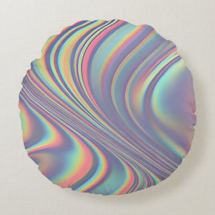 Cojín Redondo Textura de giro holográfico iridiscente