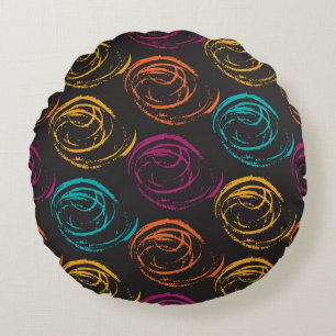 Cojín Redondo Textura de grano pintada a mano. Elemento geométri