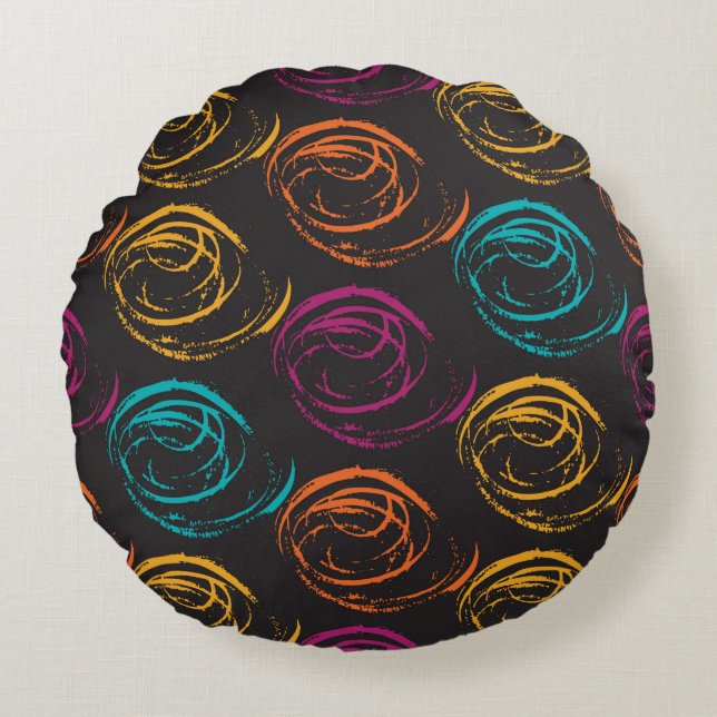 Cojín Redondo Textura de grano pintada a mano. Elemento geométri (Anverso)