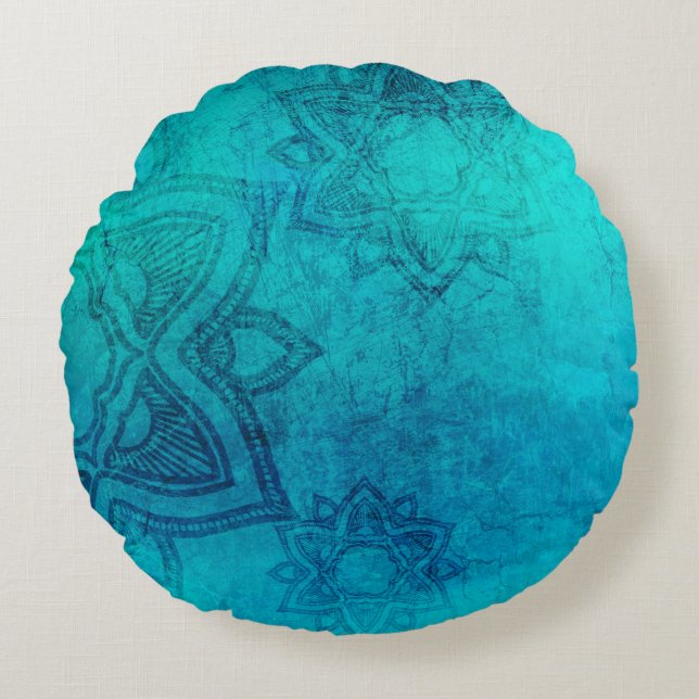 Cojín Redondo Textura de grueso de mandala de fondo (Anverso)