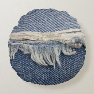 Cojín Redondo Textura de jeans despojados, fondo elegante.