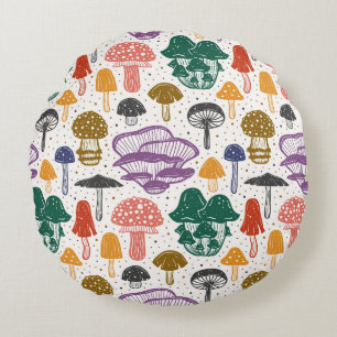 Cojín Redondo Textura de la tinta de las setas del bosque