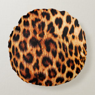 Cojín Redondo Textura de leopardo, patrón de animales africanos