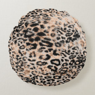 Cojín Redondo Textura de leopardo, patrón de impresión animal le