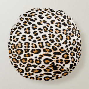 Cojín Redondo Textura de leopardo sin foco, huella animal africa