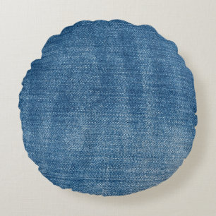 Cojín Redondo Textura de los vaqueros de denim azul de cierre