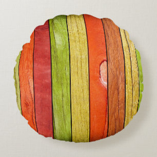 Cojín Redondo textura de madera de color, ilustracion 3D3d, abst