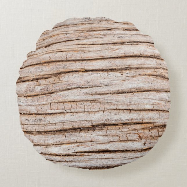 Cojín Redondo Textura de madera oscura. Antecedentes abstractos  (Anverso)