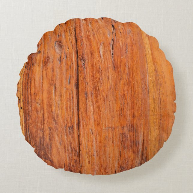 Cojín Redondo Textura de madera tropical. abstracta, decoración  (Anverso)