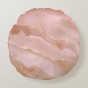 Cojín Redondo Textura de mármol líquido rosa