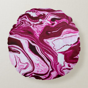 Cojín Redondo Textura de mármol magenta