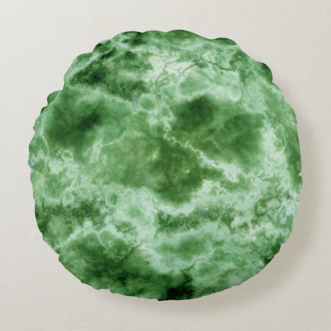 Cojín Redondo Textura de mármol verde (Anverso)
