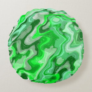 Cojín Redondo Textura de mármol verde esmeralda pintura líquida