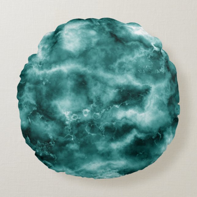 Cojín Redondo Textura de mármol verde oscuro (Anverso)