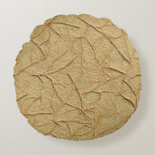 Cojín Redondo Textura de papel artesanal natural en beige cálido