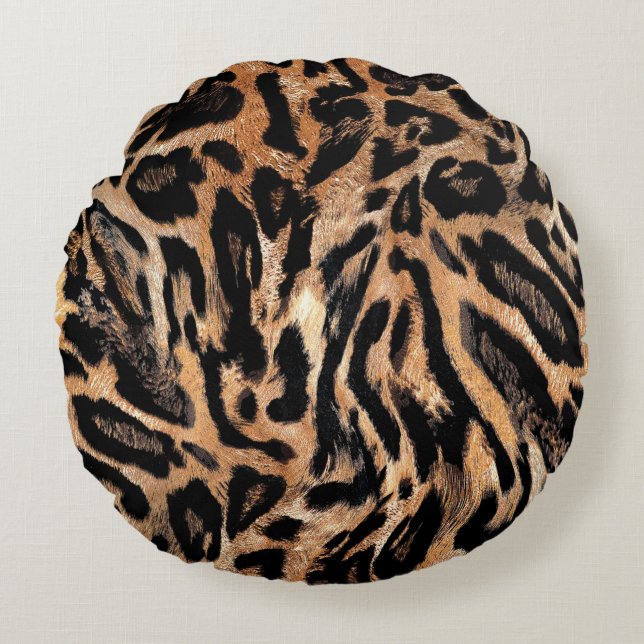 Cojín Redondo Textura de piel de leopardo (Anverso)