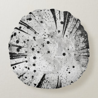 Cojín Redondo Textura destrozada grunge gris y negro desgastado
