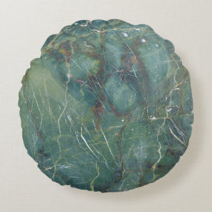 Cojín Redondo Textura detallada del Mármol verde malaquita