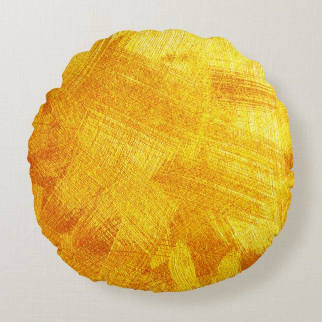 Cojín Redondo Textura dorada de lujo, fondo abstracto. (Anverso)