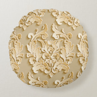 Cojín Redondo Textura elegante del patrón de damasco de época