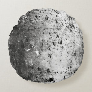 Cojín Redondo Textura Grunge Gris Claro y Negro Destrozada