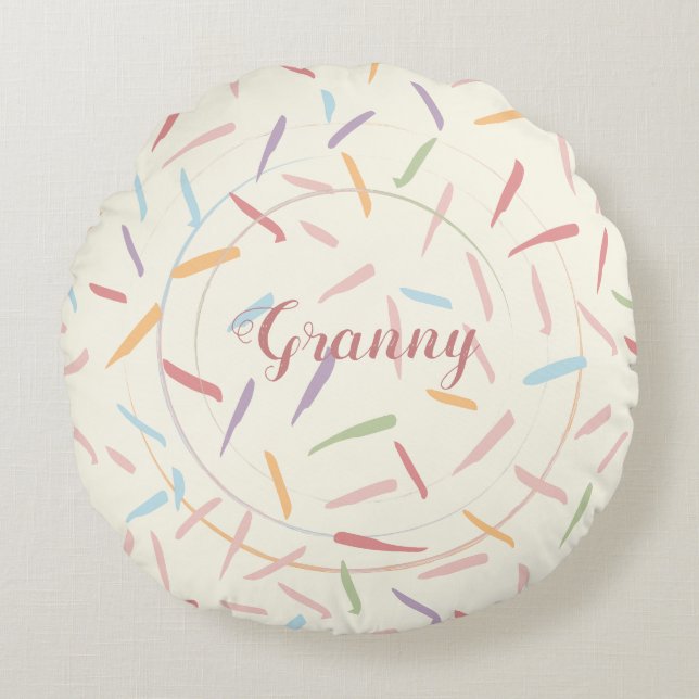 Cojín Redondo Textura ligera dibujada a mano desplaza círculos d (Anverso)