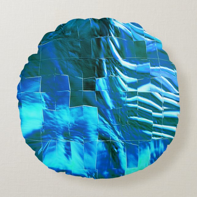 Cojín Redondo Textura metálica abstracta de mosaico de cielo tra (Anverso)