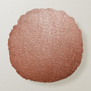 Cojín Redondo Textura Metálica Abstracta de Oro Rosa Moderno