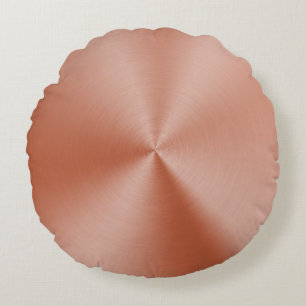 Cojín Redondo Textura Metálica Abstracta de Oro Rosa Moderno