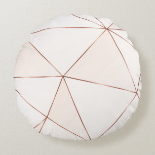 Cojín Redondo Textura poligonal metálica de cobre con brillo de 