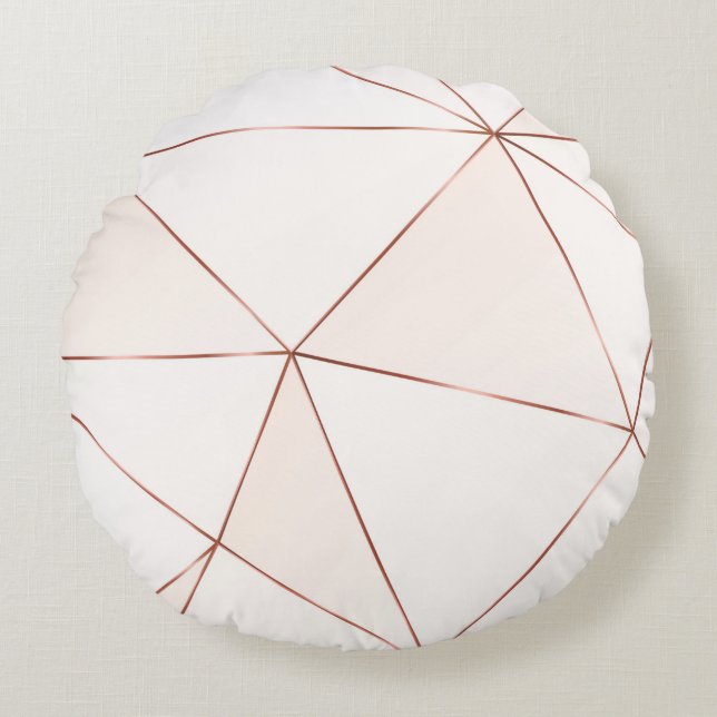 Cojín Redondo Textura poligonal metálica de cobre con brillo de  (Anverso)