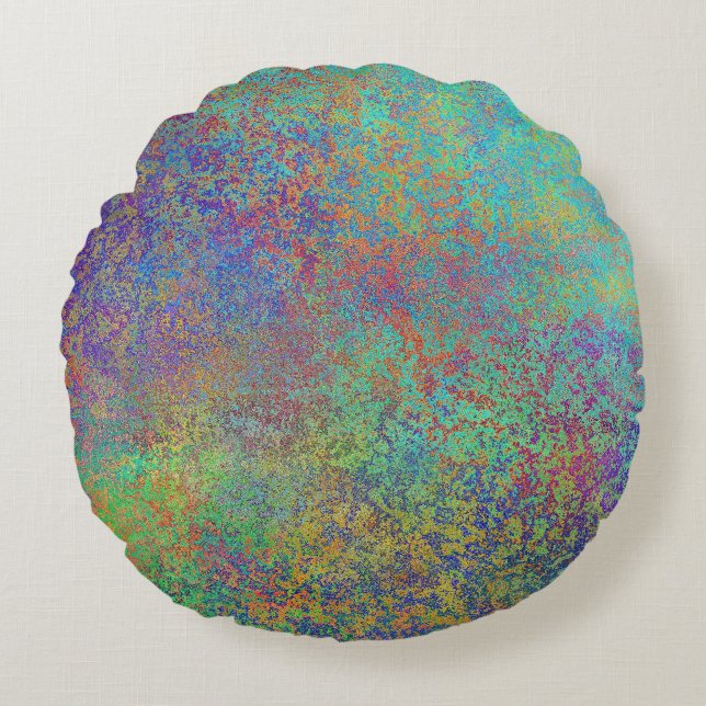 Cojín Redondo Textura púrpura y turquesa (Anverso)