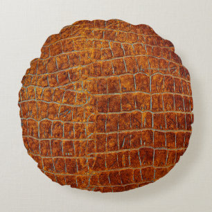Cojín Redondo Textura vieja de cuero animal marrón