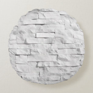 Cojín Redondo Texturas de Piedra Blanca Serie de Diseño 1