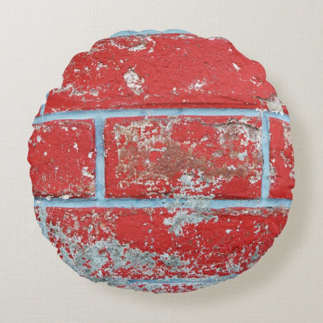 Cojín Redondo Texture background surface wallpaper red blue bric (Anverso)