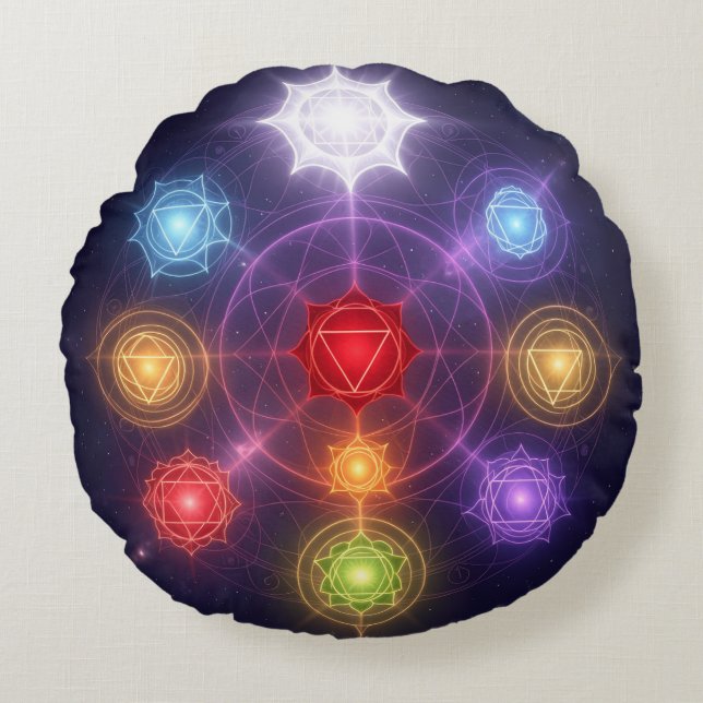 Cojín Redondo The 7 Chakras´3 (Anverso)