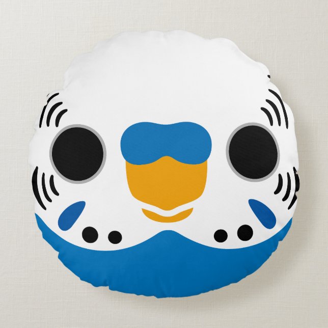 Cojín Redondo The face of a normal cobalt male budgie (Anverso)