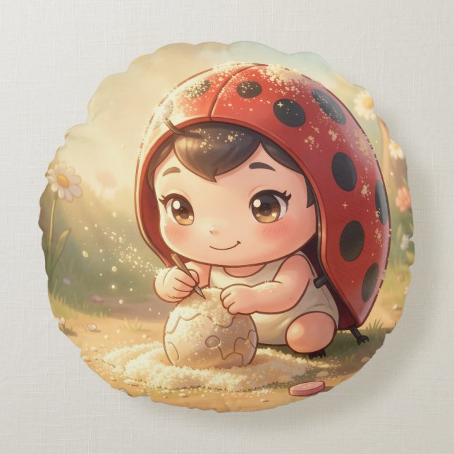 Cojín Redondo The Ladybug and the Hidden Nectar Kingdom.8 (Anverso)
