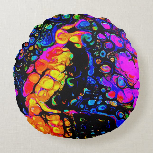 Cojín Redondo The Lonely Bird 4: Liquid Art Style (Anverso)