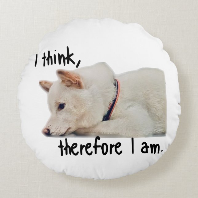 Cojín Redondo Thinking dog クッション　by koroku (Anverso)