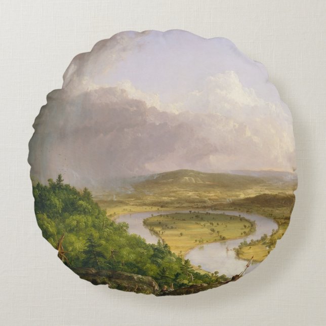 Cojín Redondo Thomas Cole El Oxbow El Río Connecticut (Anverso)