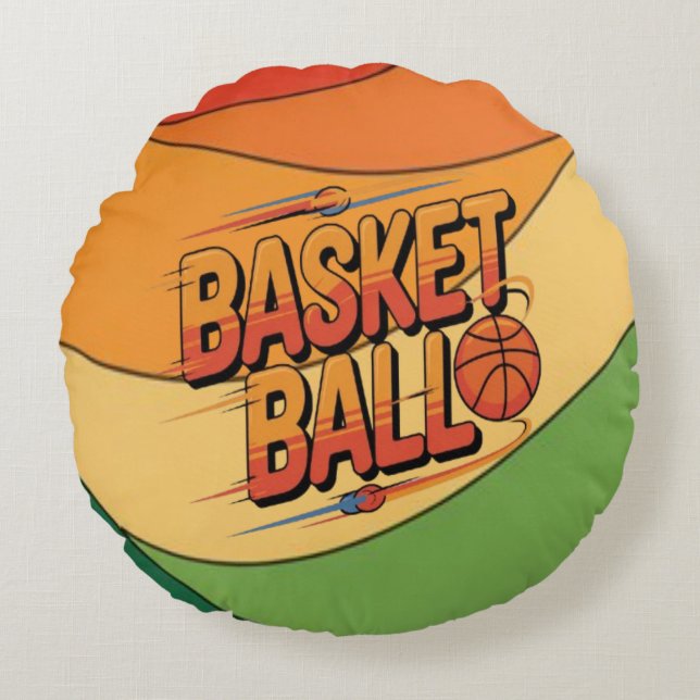 Cojín Redondo Thrill de baloncesto (Anverso)