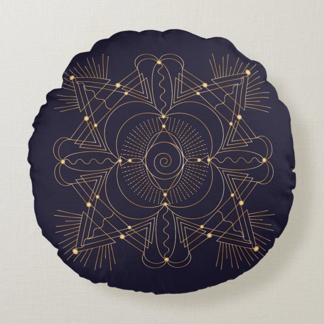 Cojín Redondo Throat Chakra Shadow Mandala Round Pillow (Anverso)