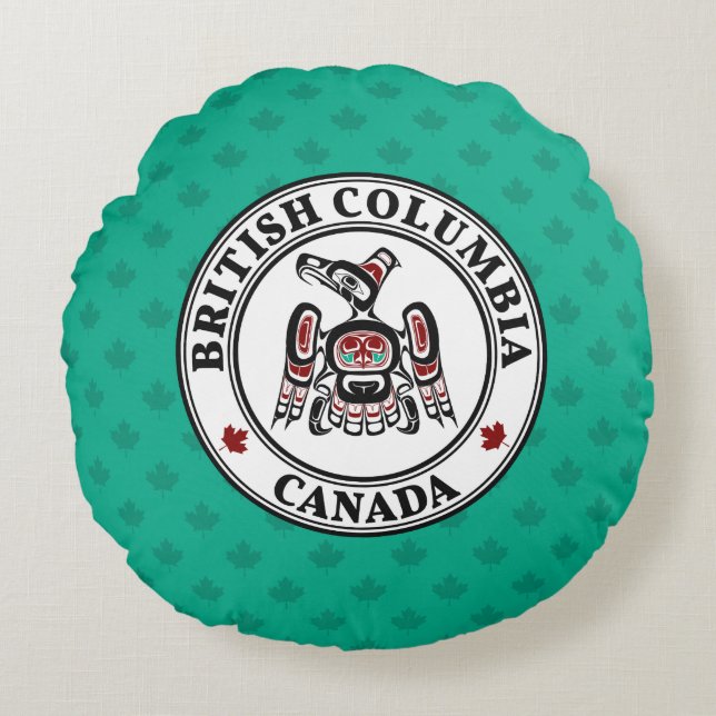 Cojín Redondo Thunderbird nativo americano de raza negra Kaigani (Anverso)