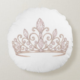 Cojín Redondo Tiara Princesa Rosa Rubor