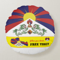 Tíbet libre y bandera tibetana, mapa corazón/Tíbet